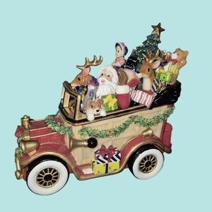 Fitz & Floyd Santa Classic Car "Here Comes Santa Claus Musical Figurine 2001